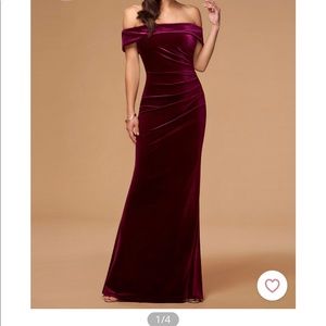 Azazie Blush Mark Cabernet Velvet Maxi Dress